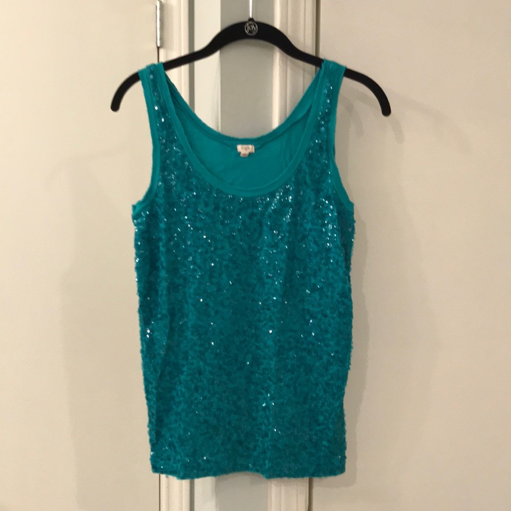 J.Crew Sequin Tank Top Teal